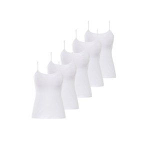 esmara® Dámský top se špagetovými ramínky, 5 kusů (L (44/46), bílá)