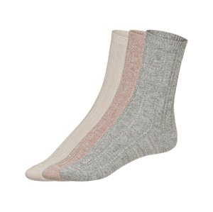esmara® Dámské pletené ponožky, 3 páry (35-38, béžová/šedá)