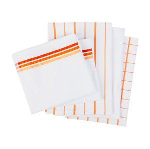 Livarno home Sada kuchyňských utěrek a ručníků, 5dílná (oranžová)