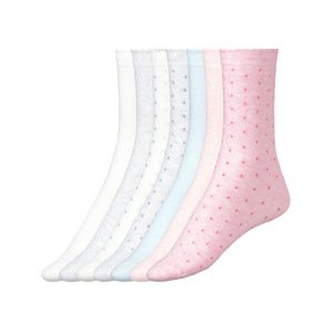 esmara® Dámské ponožky s BIO bavlnou, 7 párů (39-42, růžová/bílá/modrá/šedá)
