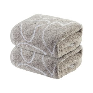 Livarno home Froté ručník, 50 x 100 cm, 550 g/m2, 2 kusy (světle šedá/srdce)