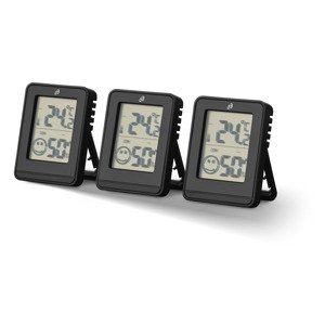 Auriol® Teploměr a vlhkoměr, 3dílná sada (černá)