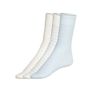 esmara® Dámské ponožky s BIO bavlnou, 3 páry (35-38, bílá-modrá)