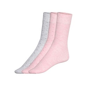 esmara® Dámské ponožky s BIO bavlnou, 3 páry (39-42, světle růžová / šedá)