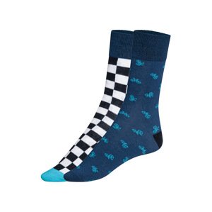 Dámské / Pánské ponožky, 2 páry (39-42, vzor modrá / navy modrá)