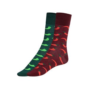 Dámské / Pánské ponožky, 2 páry (39-42, vzor/chilli)