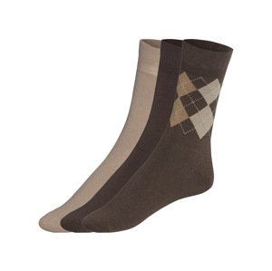 Livergy® Pánské ponožky s BIO bavlnou, 3 páry (39-42, vzor hnědá)