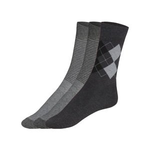 Livergy® Pánské ponožky s BIO bavlnou, 3 páry (39-42, kostka/černá/šedá)