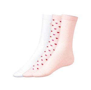 esmara® Dámské ponožky, 3 páry (39-42, bílá/růžová)