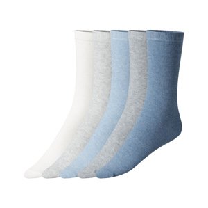 esmara® Dámské ponožky s BIO bavlnou, 5 párů (35-38, bílá/šedá/modrá)