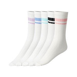 esmara® Dámské ponožky s BIO bavlnou, 5 párů (35/38, bílá s pruhy)