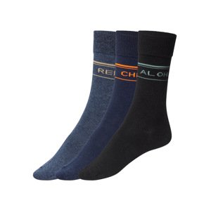 Livergy® Pánské ponožky s BIO bavlnou, 3 páry (39-42, modrá/černá)