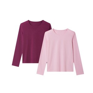 pepperts!® Dívčí triko s dlouhými rukávy, 2 kusy (růžová/bordeaux, 146/152)