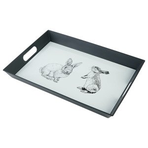 Livarno home Podnos, 50 x 35 cm (králíci černí)