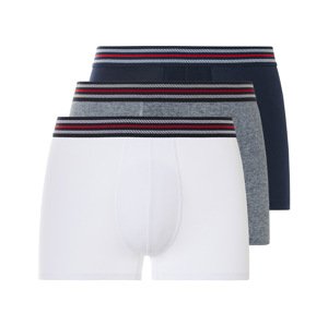 Livergy® Pánské boxerky, 3 kusy (navy modrá / světle modrá / bílá, 7/Xl)
