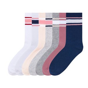 pepperts!® Dívčí ponožky s BIO bavlnou, 7 párů (bílá/pruhy, 35-38)