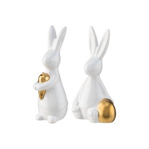 Livarno home Sada keramických velikonočních figurek / Keramická velikonoční figurka (sada 2 velikonočních zajíčků)