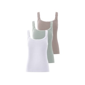 esmara® Dámský vroubkovaný top s krajkou, 3 kusy (šedá/mintová/bílá, Xl(48/50))