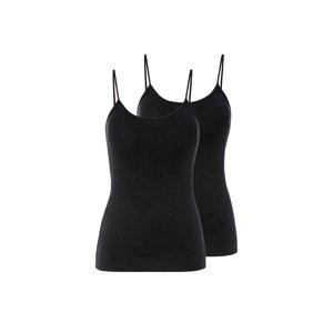 esmara® Dámský top se špagetovými ramínky s BIO bavlnou, 2 kusy (černá, Xl(48/50))