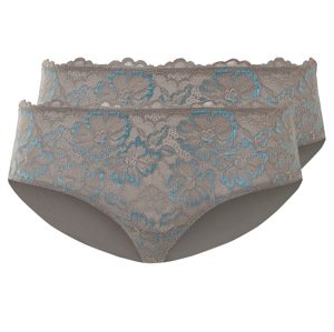 esmara® Dámské krajkové kalhotky, 2 kusy (šedobéžová/tyrkysová, Xs(32/34))