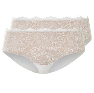 esmara® Dámské krajkové kalhotky, 2 kusy (béžová/bílá, L(44/46))