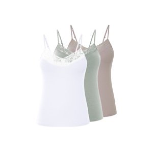 esmara® Dámský top se špagetovými ramínky, 3 kusy (šedá/mintová/bílá, Xl(48/50))