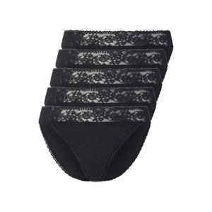 esmara® Dámské kalhotky s krajkou, 5 kusů (černá, Xl(48/50))