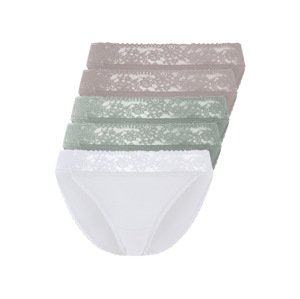 esmara® Dámské kalhotky s krajkou, 5 kusů (šedá/mintová/bílá, M(40/42))
