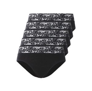 esmara® Dámské kalhotky s krajkou, 5 kusů (černá, Xl(48/50))