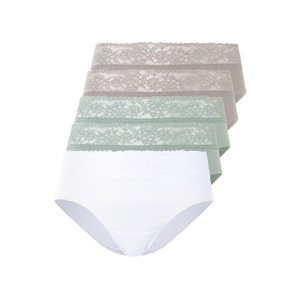 esmara® Dámské kalhotky s krajkou, 5 kusů (šedá/mintová/bílá, Xs(32/34))