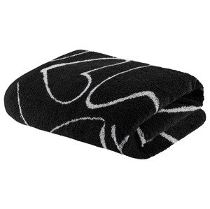 Livarno home Froté osuška, 70 x 140 cm, 550 g/m2 (černá/srdce)