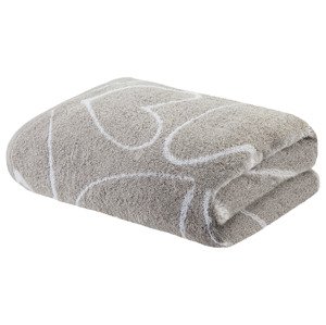 Livarno home Froté osuška, 70 x 140 cm, 550 g/m2 (světle šedá/srdce)