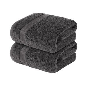 Livarno home Froté ručník, 50 x 100 cm, 500 g/m2, 2 kusy (tmavě šedá)