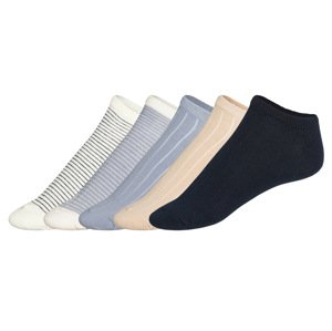 esmara® Dámské nízké ponožky s BIO bavlnou, 5 párů (modrá/béžová/pruhovaná, 39/42)