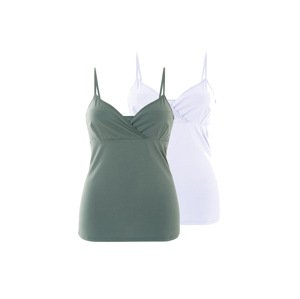esmara® Dámský kojicí top s BIO bavlnou, 2 kusy (olivová/bílá, Xl(48/50))