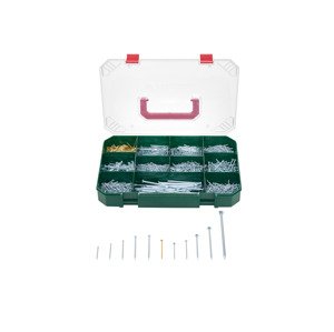 Parkside® Sortiment hmoždinek a háčků / kabelových vázacích pásků / hřebíků (sortiment hřebíků, 1470dílná sada)