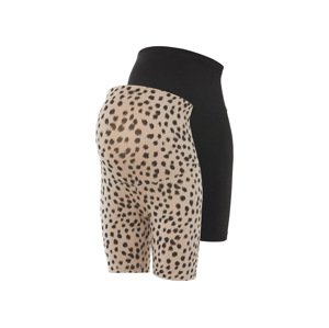 esmara® Dámské těhotenské kraťasy "Biker" s BIO bavlnou, 2 kusy (černá/leopard, L(44/46))