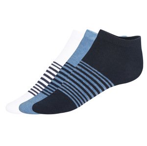 Livergy® Pánské nízké ponožky s BIO bavlnou, 3 páry (modrá / bílá / navy modrá, 39/42)