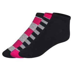 esmara® Dámské nízké ponožky s BIO bavlnou, 3 páry (černá/šedá/růžová, 39/42)