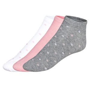 esmara® Dámské nízké ponožky s BIO bavlnou, 3 páry (bílá/růžová/šedá, 39/42)