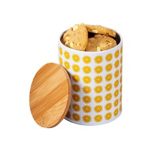 Wenko Kovová dóza s bambusovým víkem (citronová/bílá)