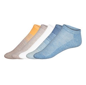 esmara® Dámské nízké ponožky s BIO bavlnou, 5 párů (žlutá/šedá/bílá/modrá, 39-42)