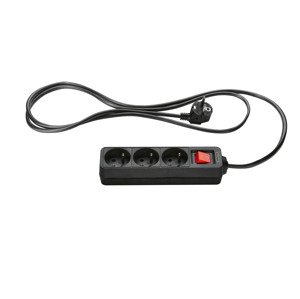 Tronic® Zásuvková lišta (3 zástrčky, černá)
