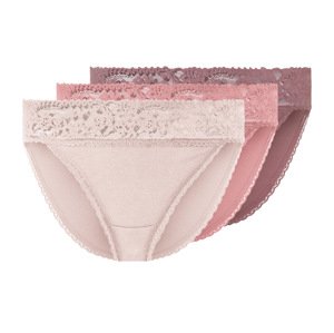 esmara® Dámské kalhotky s krajkou, 3 kusy (tmavě růžová / růžová / světle růžová, M(40/42))
