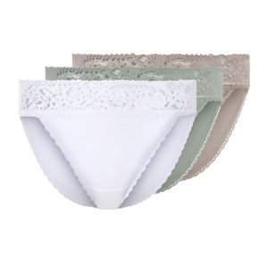 esmara® Dámské kalhotky s krajkou, 3 kusy (šedá/mintová/bílá, S(36/38))