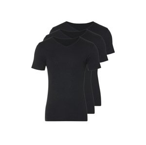 Livergy® Pánské spodní triko, 3 kusy ("V" výstřih, černá, 7/Xl)