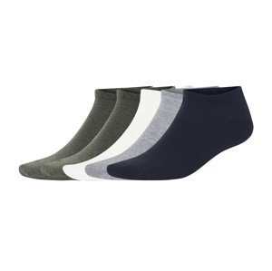 Livergy® Pánské nízké ponožky s BIO bavlnou, 5 párů (tmavě zelená / krémová / šedá / navy modrá, 43/46)