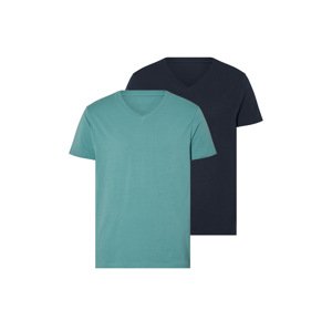 Livergy® Pánské triko, 2 kusy (navy modrá / světle zelená, XL (56/58))