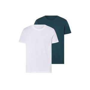 Livergy® Pánské triko, 2 kusy (tmavě zelená / bílá, XL (56/58))