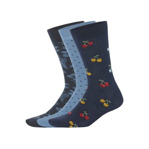 Livergy® Pánské ponožky, 3 páry (vzorovaná / navy modrá, 39/42)